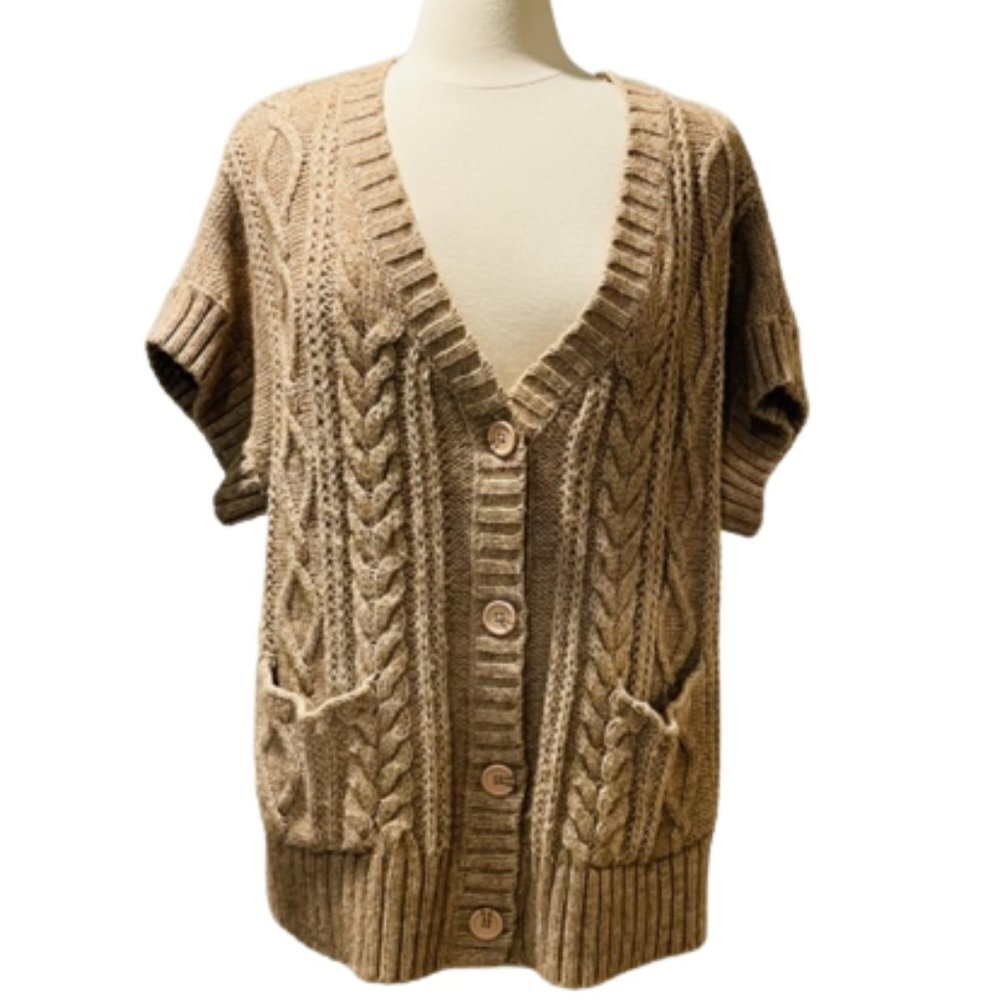 Vintage Orvis Alpaca Blend Cable Knit Cardigan Sweater Size XL